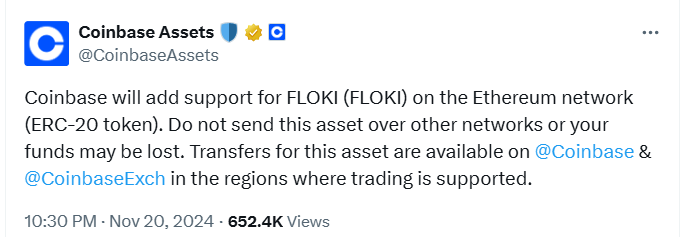 Coinbase Lists FLOKI 