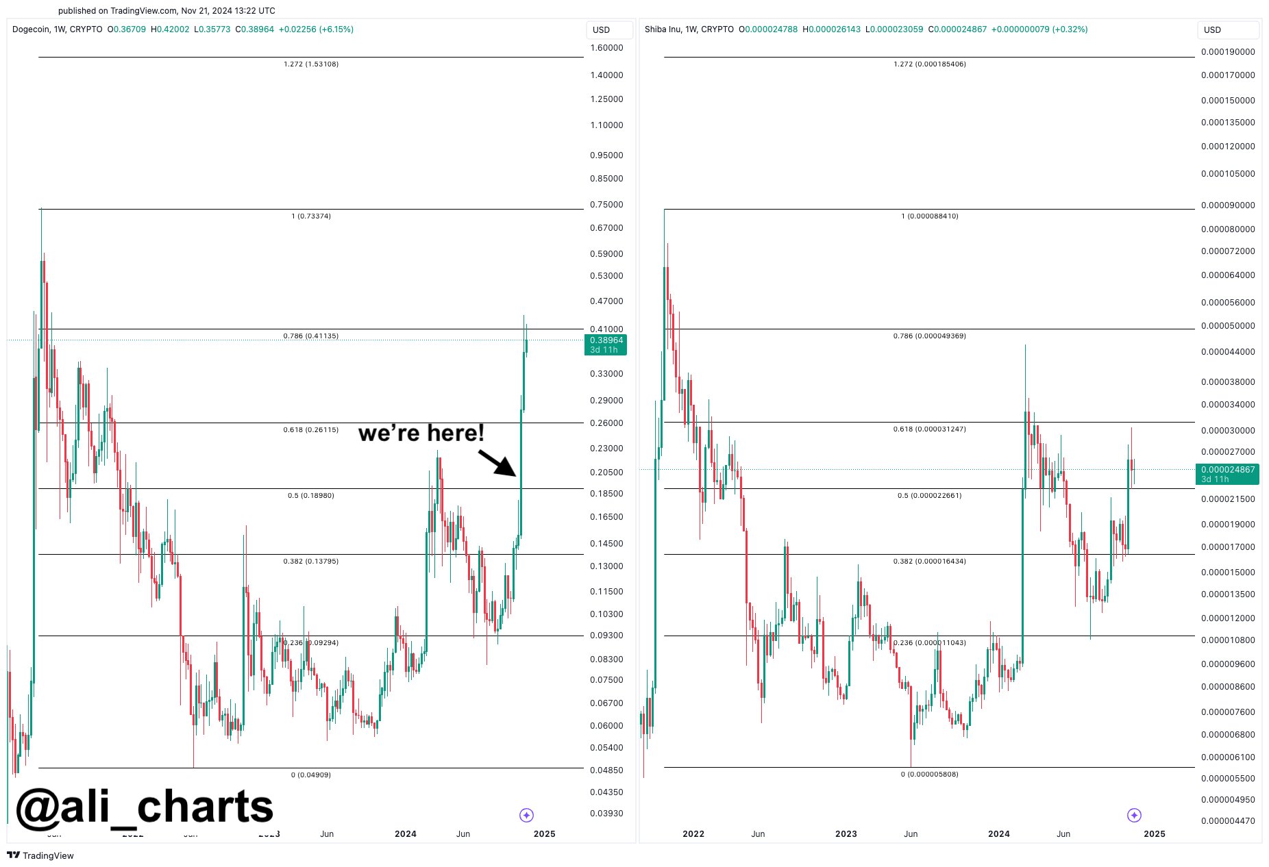 Dogecoin and Shiba Inu similarity