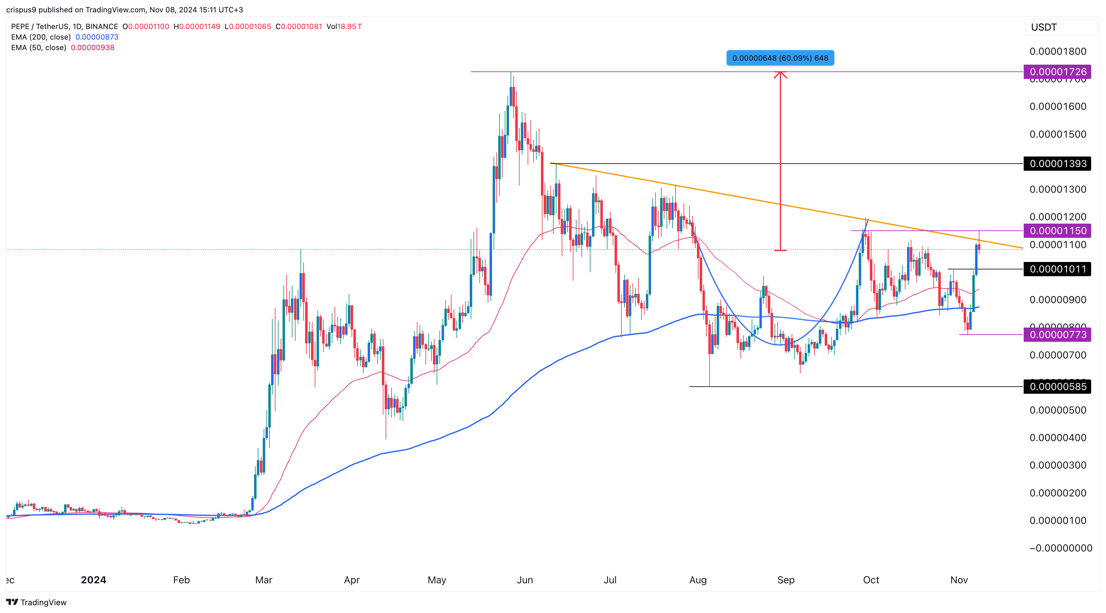 Pepe Coin Price Daily Chart