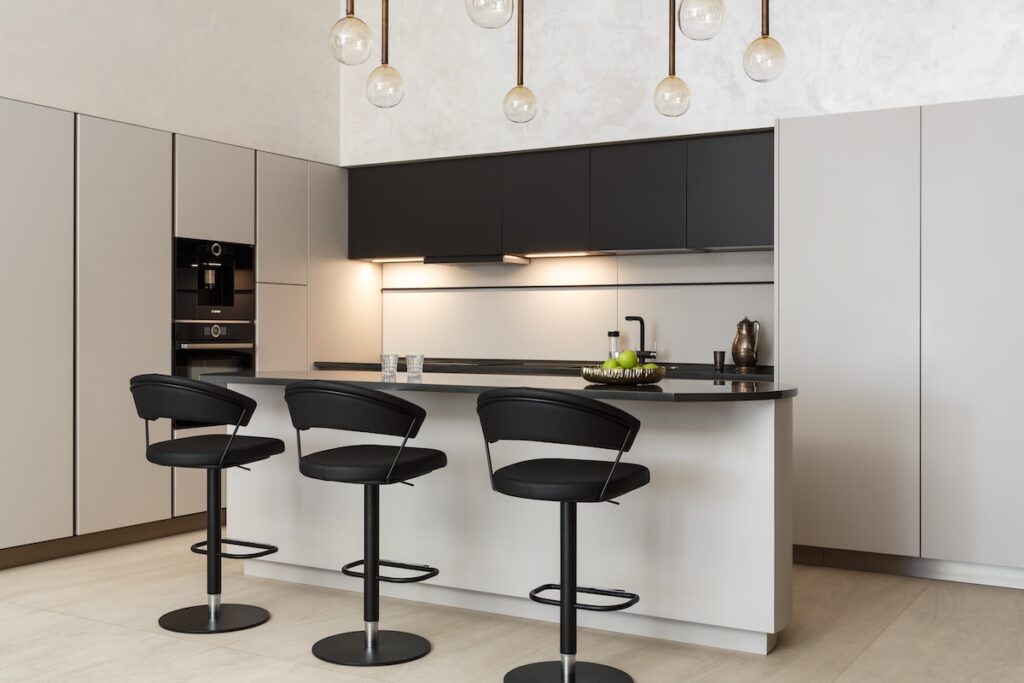 sleek kitchen with under cabinet lighting