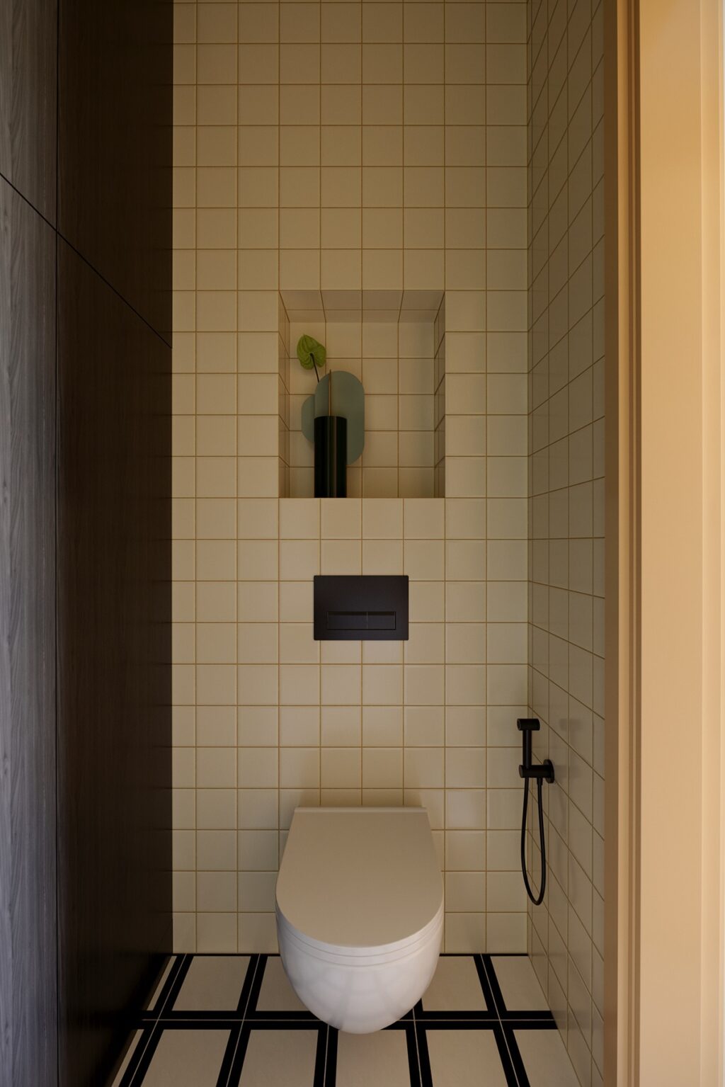 wall mounted toilet in bathroom